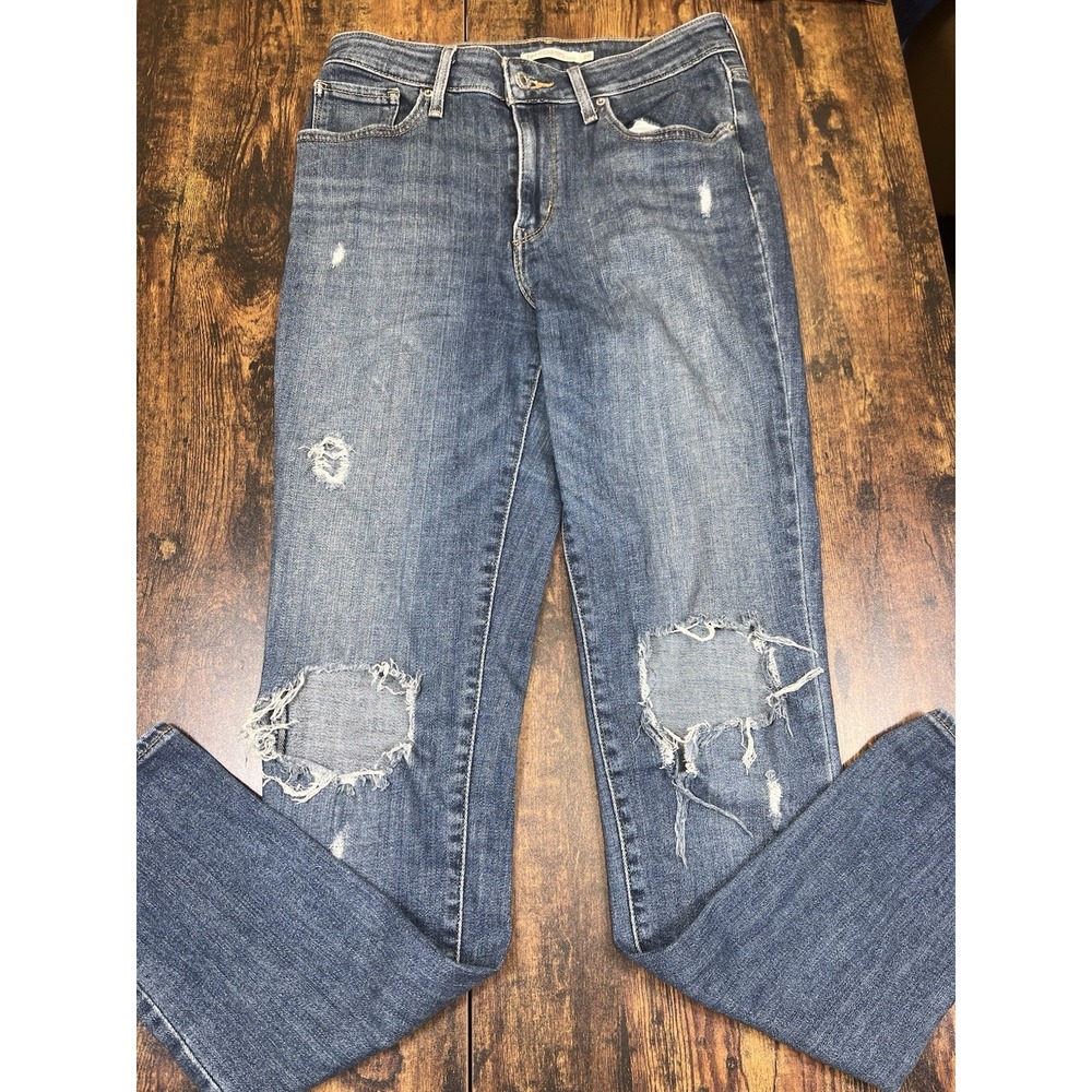 Levi's 721 High Rise Skinny Distressed Medium Wash Jeans Size 28x32